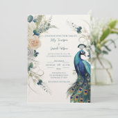 Elegante Pauw Kaart (Staand voorkant)