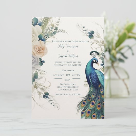 Elegante Pauw Kaart (Staand voorkant)