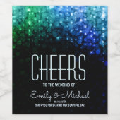 Elegante pauw kleur bokeh bruiloft wijn label etiket (Enkel label)