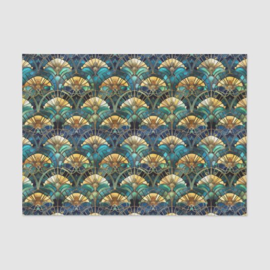 Elegante Pauw Kleur Glas in lood Decoupage Tissuepapier (Voorkant)