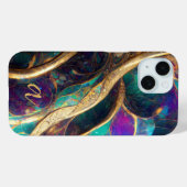 Elegante Pauw Kleur Goud Ader Marmer Monogram Case-Mate iPhone Case (Achterkant (horizontaal))