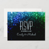 Elegante pauw kleur lichten bokeh bruiloft RSVP Uitnodiging Briefkaart (Voorkant / Achterkant)