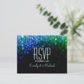 Elegante pauw kleur lichten bokeh bruiloft RSVP Uitnodiging Briefkaart (Staand voorkant)