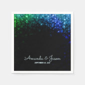 Elegante pauw kleur lichten bokeh bruiloft servetten (Voorkant)