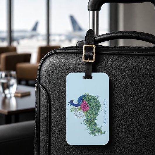 Elegante Pauw Lotusbloem Sierlijke Blauwe Henna Bagagelabel
