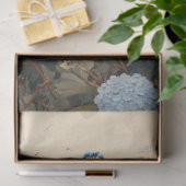 Elegante Pauw met Blauwe Hydrangeas Olieverf Tissuepapier (Geschenk)
