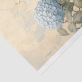 Elegante Pauw met Blauwe Hydrangeas Olieverf Tissuepapier (Detail)