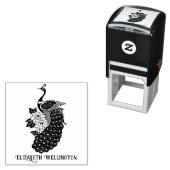 Elegante Pauw met Bloemen Naam Zelfinktende Stempel (In situ)