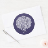 Elegante Pauw Midnight Blue Wedding Ronde Sticker (Envelop)