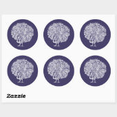 Elegante Pauw Midnight Blue Wedding Ronde Sticker (Vel)