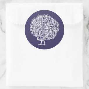 Elegante  Pauw Midnight Blue Wedding Ronde Sticker