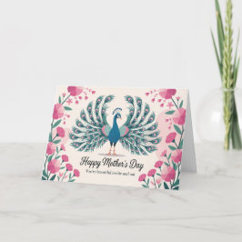 Elegante Pauw Moederdag Bloemendierenvriend Feestdagen Kaart