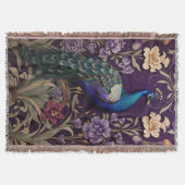 Elegante pauw op Paarse William Morris geïnspireer Deken (Voorkant)