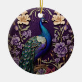Elegante pauw op Paarse William Morris geïnspireer Keramisch Ornament (Voorkant)