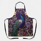 Elegante pauw op Paarse William Morris geïnspireer Schort (Voorkant)