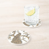 Elegante pauw op wit Onderzetter (Zijkant)