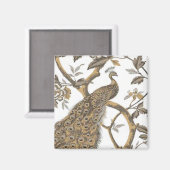 Elegante pauw op witte magneet (Voorkant / Achterkant)