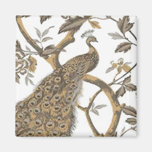 Elegante pauw op witte magneet