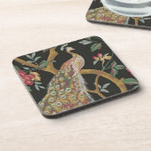 Elegante pauw op zwarte Onderzetters (Linkerzijde)