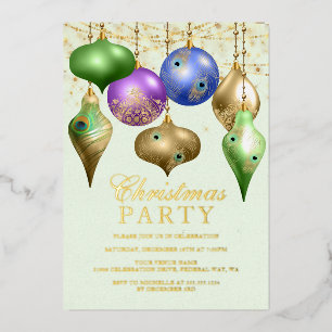 Elegante Pauw Ornament Kerstfeest Folie Uitnodiging