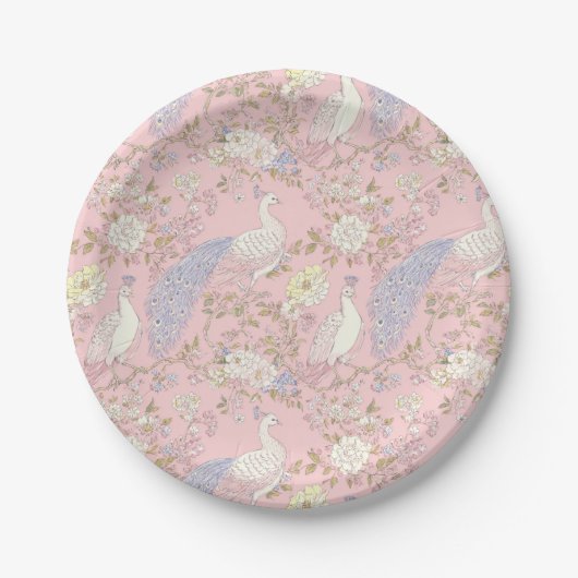 Elegante pauw ornament Papieren bord (Voorkant)