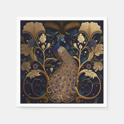Elegante pauw papieren servetten (Voorkant)