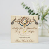 Elegante Pauw Save the Date Aankondigingen (Staand voorkant)