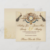 Elegante Pauw Save the Date Kaarten (Voorkant / Achterkant)