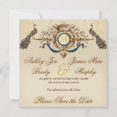 Elegante Pauw Save the Date Kaarten (Voorkant)