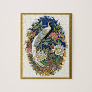 Elegante pauw tussen de bloemen legpuzzel