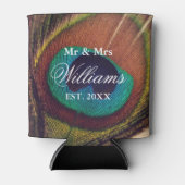 Elegante pauw veer peafowl oog aangepaste bruiloft blikjeskoeler (Voorkant)