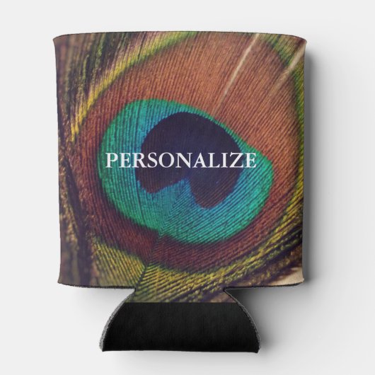 Elegante pauw veer peafowl oog aangepaste bruiloft blikjeskoeler (Achterkant)