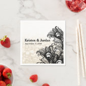 Elegante pauw veren bokeh bruiloft servetten (Insitu)