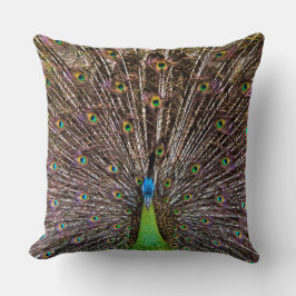 Elegante Pauw Vogel en Veerkunst Kussen
