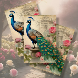 Elegante Pauw Vogelkooi Bloemen Ephemera Decoupage Tissuepapier