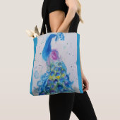 Elegante Pauw Waterverf Blauw Schilderen Vrouwen Tote Bag (Dichtbij)