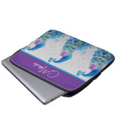 Elegante Pauw Waterverf Blauwe Schildering Laptop Sleeve (Voorkant onderkant)