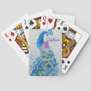 Elegante Pauw Waterverf Dames Pastelkleuren Pokerkaarten