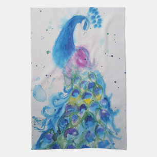 Elegante Pauw Waterverf Dames Pastelkleuren Theedoek