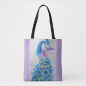 Elegante Pauw Waterverf Vrouwen Pastel Kleuren Tote Bag (Voorkant)