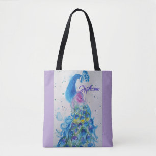Elegante Pauw Waterverf Vrouwen Pastel Kleuren Tote Bag