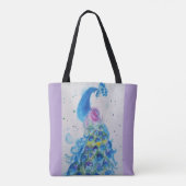 Elegante Pauw Waterverf Vrouwen Pastel Kleuren Tote Bag (Achterkant)