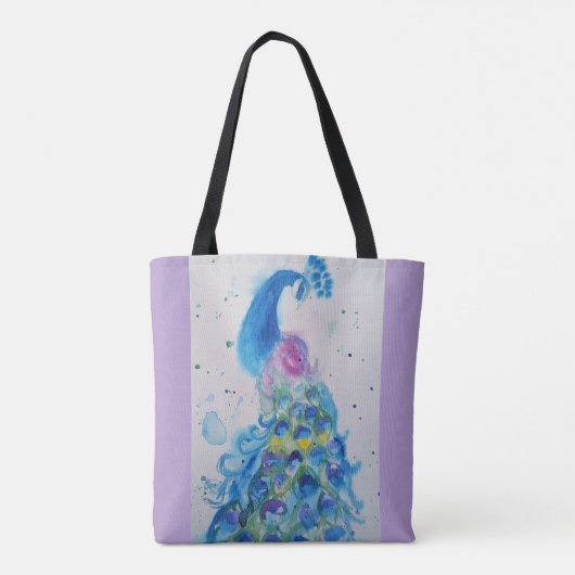 Elegante Pauw Waterverf Vrouwen Pastel Kleuren Tote Bag (Achterkant)
