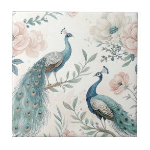 Elegante Pauwbloem Vintage (4) Tegeltje