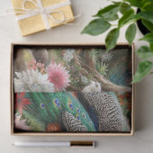 Elegante pauwen in bos met bloemen tissuepapier (Geschenk)