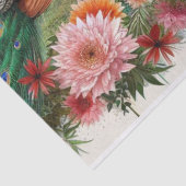 Elegante pauwen in bos met bloemen tissuepapier (Detail)