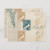 Elegante pauwen tafelnummer (Voorkant / Achterkant)