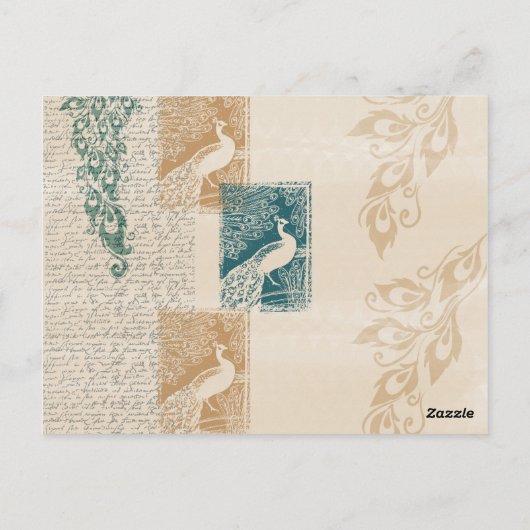 Elegante pauwen tafelnummer (Achterkant)