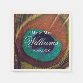 Elegante pauwenveer custom chique huwelijksfeest servetten (Voorkant)