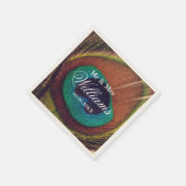 Elegante pauwenveer custom chique huwelijksfeest servetten (Hoek)